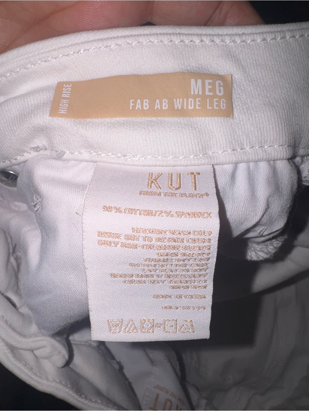 KUT From The Kloth Meg Fab Ab High Rise Wide Leg White Jeans Raw Hem Size 8 - Picture 6 of 7